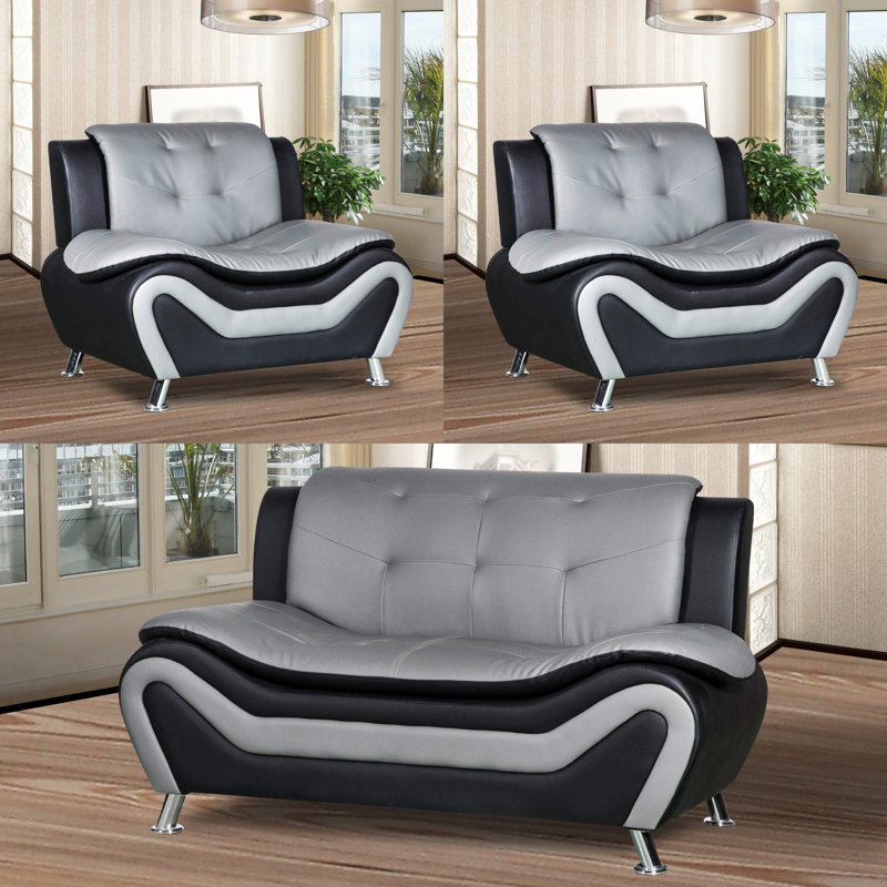 Orren Ellis Gilson 3 Piece Faux Leather Living Room Set & Reviews Wayfair